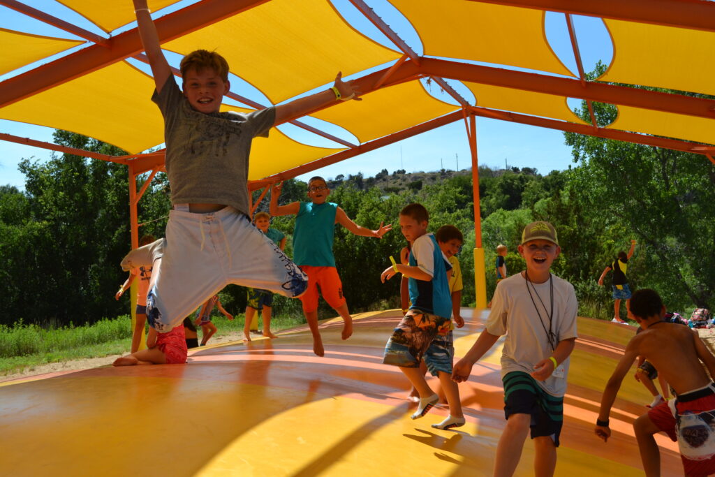 Kids bouncing and playing